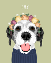Load image into Gallery viewer, Pet Portrait + Solid Background + add ons