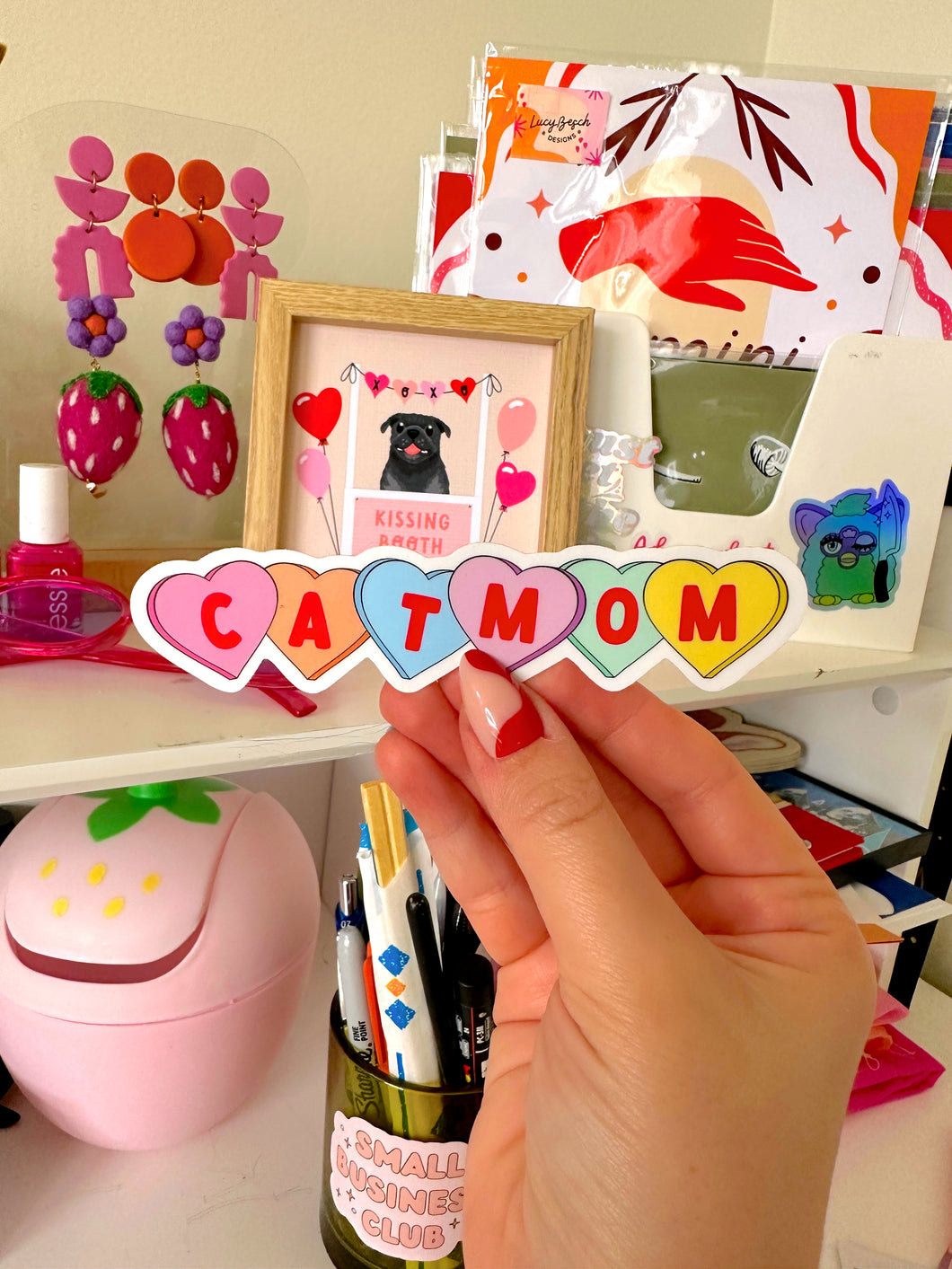 Cat Mom Candy Hearts Sticker